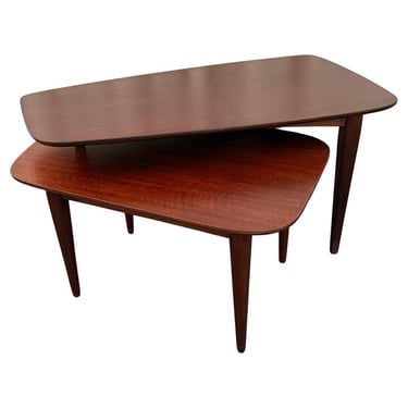 Mid-Century Modern Pivoting Two-Tiered Walnut Coffee Table