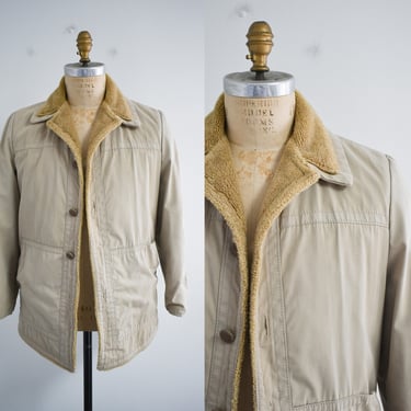 1970s Fleece Lined Khaki Coat 