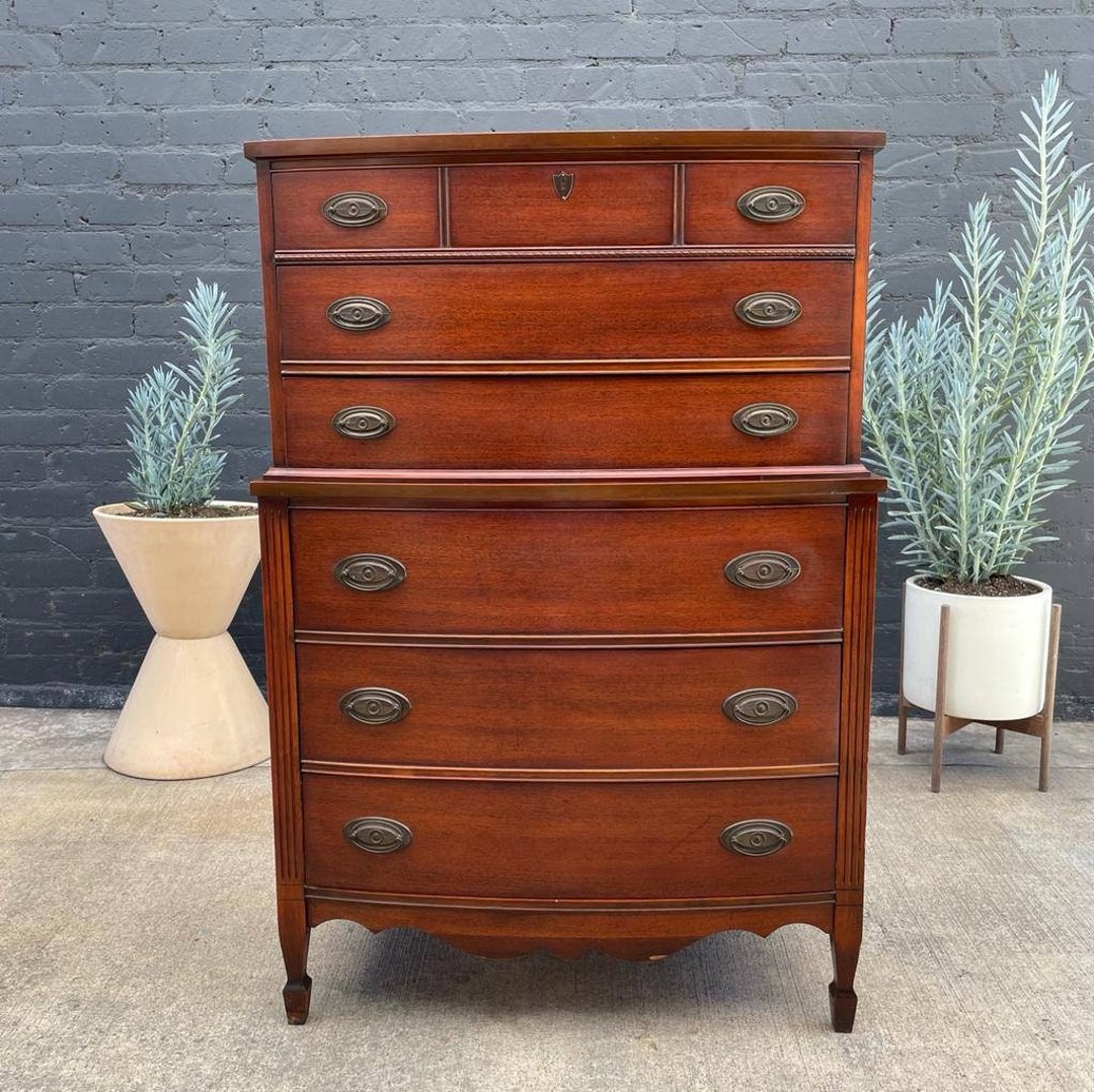 Antique Mahogany Federal Style Highboy Dresser, c.1960’s Vintage Supply East LA Los