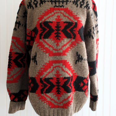 Southwestern - Native American - Pull Over Sweater - Ski Sweater - Cowichan Style - Oversized 