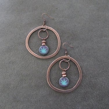 Brass hoop and industrial eletroplated nugget earrings 