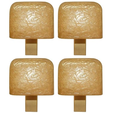 Set of Four Vintage Modernist Amber Resin Sconces by Aqua Signal, Germany, 1960s