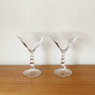 Clear Bubble Stem Martini Glasses