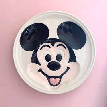 70s Vintage Handpainted Decorative Mickey Mouse Plate 