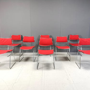 Set of 8 dining chairs by Rudi Verelst for Novalux, 1970s - mid century modern chrome wire dining chairs - vintage design dining chairs 