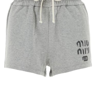 Miu Miu Woman Grey Cotton Shorts