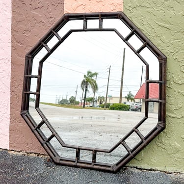 Large Faux Bamboo Octagon MIrror