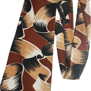 40s Celanese Rayon Tie Cocoa Brown Print By Duratwill