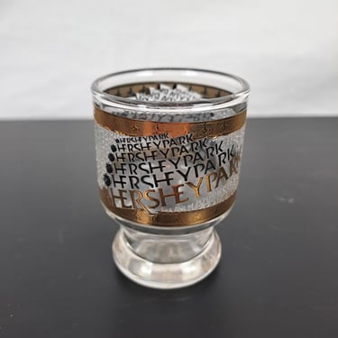 Vintage 80s Black & Gold Hersheypark Shot Glass 