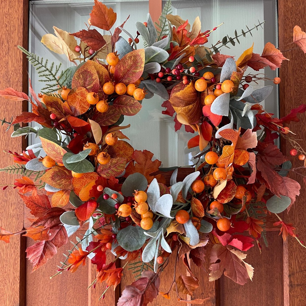 Modern Farmhouse Lambs Ear and Orange Berries fall | Nova Wreaths ...