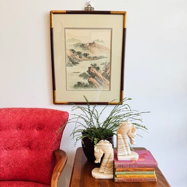 Vintage Japanese Landscape Watercolor