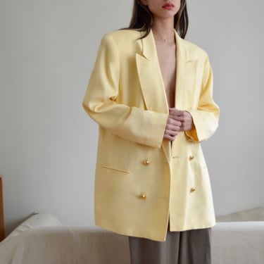 christian dior woven pale yellow long line boxy blazer jacket 