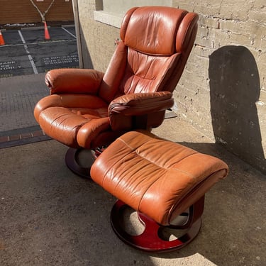 Leather Lounge Chair & Ottoman, Lane