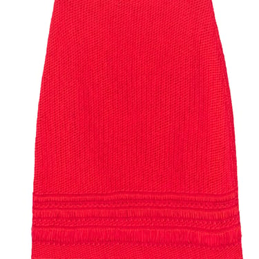 Tory Burch - Pink & Magenta Cotton Knit Midi Skirt w/ Fringed Hem Sz XS