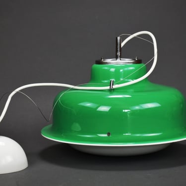 Extreamly Rare Original Hanging Light from Meblo/Guzzini, Green and White Plastic Lamp, Space Age Light Design, Vintage 70s Light Fixture 