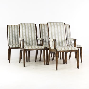 Mastercraft Mid Century Elm and Brass Dining Chairs - Set of 8 - mcm 