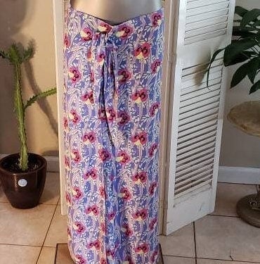 Jeanne Englhart Flax Rayon Wrap Skirt/Dress Great Print  s/m 