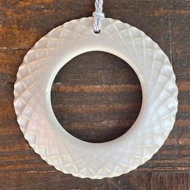 White Porcelain Ornament, Wall Hanging, Pale Grey 