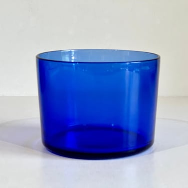 Cobalt Blue/Indigo Low Cylinder Vase Blue Decor Centerpiece Bowl 