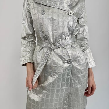 Space Age Silver Trench Coat