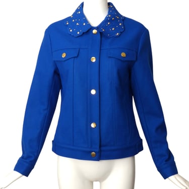 LOVE MOSCHINO- NWT Blue Flannel Studded Jacket, Size 4