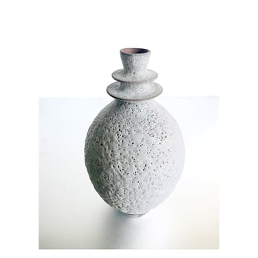 SHIPS NOW- Flanged Crater White Bud Vase by Sara Paloma Pottery. Modern Textural Lava Minimalist Ceramic Vase for Flowers 