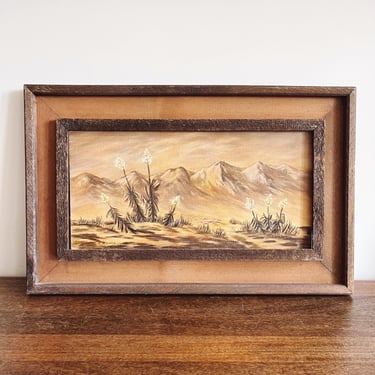 Vintage Yucca Desert Original Oil Painting 