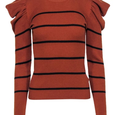 7 For All Mankind - Tan w/Black Stripes Sweater Sz S
