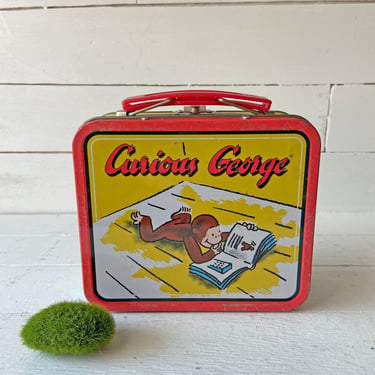 Vintage Mini Curious George Lunch Box, Toy Holder // Curious George Lover, Collector // Perfect Gift 