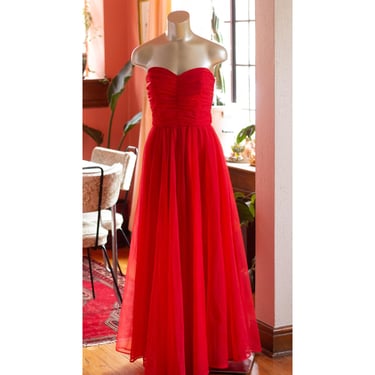 Vintage Strapless Gown - 1970s-Does-1950s Prom Dress - Sweetheart - Holiday, Christmas Party, New Year's, Valentine's Day - Bridesmaid Dress 