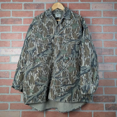 Vintage 90s Made in USA Mossy Oak Camouflage ORIGINAL Button Down Hunting Shirt - Extra Large 