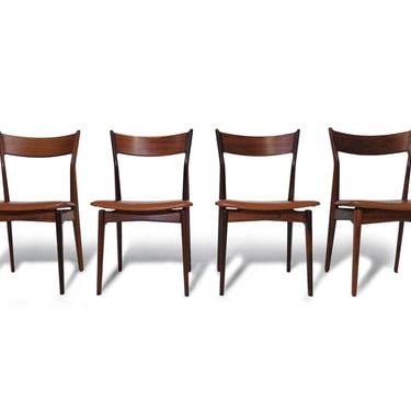 H.P. Hansen for Randers Mid-century Danish Rosewood Dining Chairs in Saddle Leather