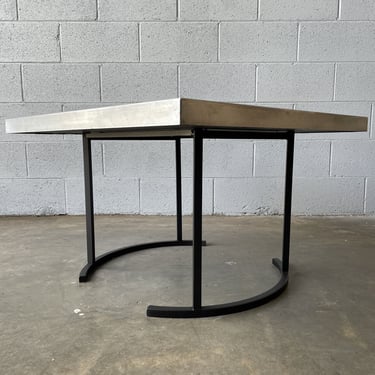 Custom Zinc Top Table, Half Moon Base