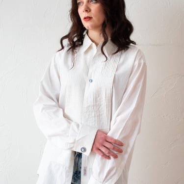 Vintage Les Cachets de Dior White Cotton Tuxedo Shirt L/XL