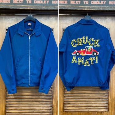 Vintage 1960’s Chuck Amati Hot Rod Sprint Car Club Embroidered Original Mod Rockabilly Jacket, 60’s Windbreaker, Vintage Clothing 