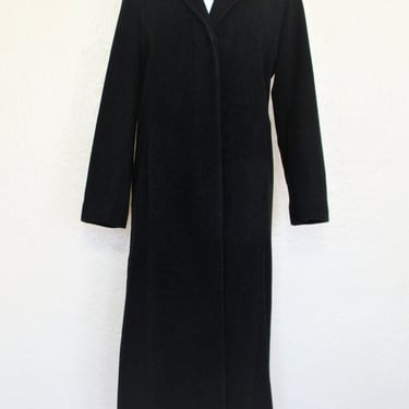 Long Black Coat, Vintage Bill Blass, Maxi Coat, Size 2 Women, Black Wool Blend 