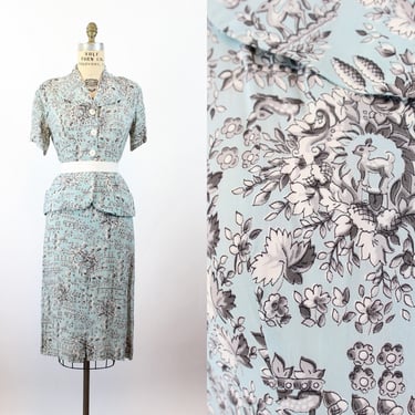 1940s FAWN DEER print novelty print dress medium | new summer 