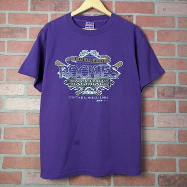 Vintage 90s MLB Colorado Rockies Baseball ORIGINAL Sports Tee - Large 