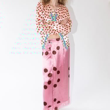 Moon Dye Wrap Skirt in Pink and Maroon
