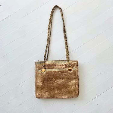 1970s Gold Mesh Bag with Braided Rope Handle 