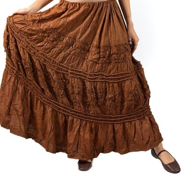 Victorian Copper Brown Silk Crepe Skirt 