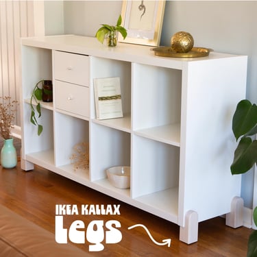 Solid Wood Legs for IKEA Kallax, set of 4 – walnut, white oak, ebonized, mid century modern furniture upgrade, includes Installation Kit 