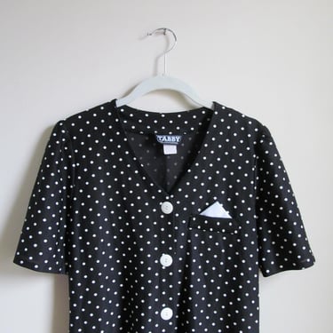 80s Polka Dot Ruffle Hem Dress S M 36 Bust 34 Waist 