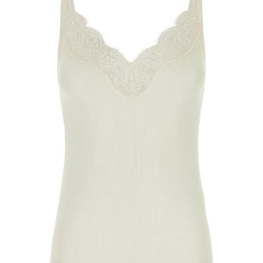 Saint Laurent Woman Ivory Silk Tank Top