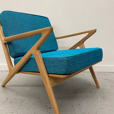 Gorgeous Handmade Solid Oak Z Chair in Ocean Blue 