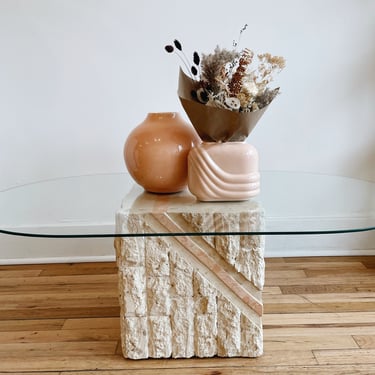 Post Modern Stone + Glass Coffee Table