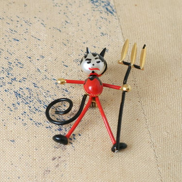 vintage 1950s little devil pin • novelty kitsch metal brooch made in Spain 