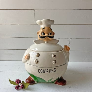 Vintage RARE 1950's B.P. Chef Cookie Jar // Chef Cookie Jar, Rustic, Farmhouse, Unique Cookie Jar // Perfect Gift 