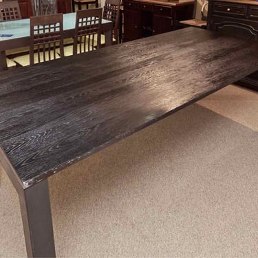 Shaker Style Black Finish Oak  Metal Legs Dining Table