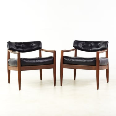 Adrian Pearsall for Craft Associates Mid Century Walnut Lounge Chairs - Pair - mcm 